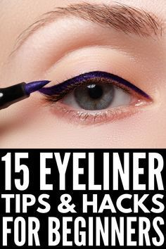 Pin Tricks, Eyeliner Hacks For Beginners, Khol Eyeliner, Eyeliner Tips, Eyeliner Hacks, Make Your Eyes Pop, Perfect Cat Eye, Eyeliner For Beginners