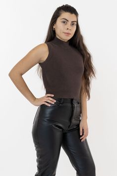 Thalia is 5'5 wearing size S Sleeveless Mock Neck, Head And Neck, Mock Neck Sweater, Sleeveless Sweater, Cotton Knit, Sweater Fashion, Winter Wear, Combed Cotton, Womens Clothing Tops