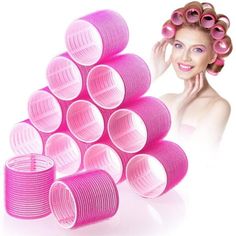 Size: Comes with 1.73-inch 12 pieces and super sizes 2.36-inch 12 pieces, you can create big, bouncy salon-style curls. No require the use of pins or clips as the Velcro holds the hair and roller in place. Various hairstyles: Curly hair wave, water hair wave, body hair waves small or bigger. For most hairstyles, you can do as you like. Warm tips: Recommend use when the hair is half dry. If the hair is dry, spray a little water, with a hair dryer, and the effect is better. Multi-function usage: T Rosé Red Hair, Roller Set Hairstyles, Big Hair Rollers, No Heat Hair Curlers, Quick Curly Hairstyles, Fluffy Curls, Hair Curlers Rollers, Roll Hairstyle, Saloon Hair