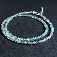 Beautiful Dainty Choker Necklace Made With Genuine Blue Labradorite Gemstone Micro Faceted Rondelle Crystal Beads, Using Sterling Silver Metal Gemstone: 3mm Labradorite Metal: Sterling Silver Length: 16” Inches + 2” Inches Extender Available In 9” Inches Anklet And 7” Inches Bracelet Silver Round Bead Gemstones For Gifts, Silver Round Beaded Gemstones For Gifts, Silver Rondelle Gemstone Beads Jewelry, Silver Natural Stone Round Beads Gemstones, Silver Natural Stones Round Beads Gemstones, Sterling Silver Single Strand Beaded Necklaces, Sterling Silver Round Beaded Single Strand Necklace, Sterling Silver Crystal Necklace With Round Beads, Silver Crystal Necklaces With Polished Beads For Gifts