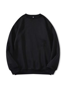 Negro Casual Collar manga larga Tela Liso Pullovers Embellished Elástico Ligero Primavera/Otoño Mens Hoodies Casual, Trendy Crewneck, Dropped Shoulder Sweatshirt, Plain Color, Black Sweatshirt, Mens Crew Neck, Casual Elegance, Oversized Sweatshirt, New Yorker