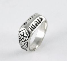 I am honored to offer this hand carved Replica of the famous Joan of Arc Devotional Ring with divine form and engravings. A beautiful first communion ring, statement ring, or special family heirloom. I studied the original Joan of Arc ring and replicated the engravings exactly. A true work of art. Available in sterling silver, yellow, white or rose gold. You can also purchase with a handmade wood Fleur De Lis Ring box with the silver fabric, engraving "I Was Born To Do This" on the inside. My ve Ceremonial Hallmarked Engraved Open Ring, Ceremonial Engraved Open Ring With Hallmark, Symbolic Ceremonial Engraved Rings, Symbolic Engraved Rings For Ceremonial Occasion, Heirloom Carved Engraved Ring For Wedding, Heirloom Engraved Carved Ring For Wedding, Antique Carved Engraved Wedding Ring, Antique Engraved Wedding Ring With Carved Details, Spiritual Hallmarked Signet Ring For Formal Occasions