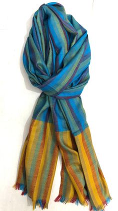 Stole Scarf, Cashmere Wool, Scarf Shawl, Handmade Natural, Beautiful Colors, Hand Weaving