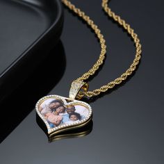 Personalize this necklace with a custom picture or surprise them with a personalized gift. Ice Heart, Arabic Jewelry, Heart Photo, Jewelry Charms Pendants, Bangle Ring, Photo Necklace, Photo Heart, Rose Gold Necklace, Cherished Memories