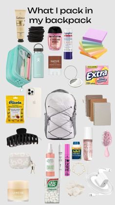 Thing To Have In Your Backpack, Stuff To Put In Your Backpack, What's In My College Backpack, Stuff To Keep In Your Backpack, What To Keep In Backpack, Preppy Backpack Essentials, Stuff To Put In Your Backpack For School, What To Put In Your Backpack, Back Packing Essentials