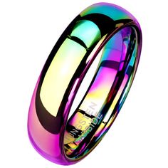 an image of a ring that is shiny and has been painted in purple, green, blue