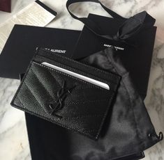 Ysl card holder review black with black hardware Black Card Aesthetic, Wallet Card, Designer Card Holder Wallet, Black Cards, Designer Card Holder, Luxury Card Holder, Designer Wallet, Card Holders, Card Holder Aesthetic