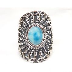 Handmade 925 Sterling Silver Larimar Ring, Natural Blue Larimar Ring, Unique Handmade Ring, Contemporary fashion silver Ring, Gemstone Ring. Product:- Ring Modal no:- 261 Metal:- 925 Sterling Silver Gemstone :- Larimar Gemstone size:- 8x10 mm Finishing:- Shiny Polished We are using Pure 925 (Stamped) Sterling Silver with Natural Gemstone Jewelry, all of our jewelry designs are Handmade. We are adding new creative designs in our store regularly, for new handmade stuff please get touch with our st Blue Larimar Opal Ring, Blue Larimar Cabochon Rings, Herkimer Diamond Ring, Oval Setting, Larimar Ring, Moonstone Ring Sterling Silver, Larimar Rings, Larimar Jewelry, Handmade Stuff