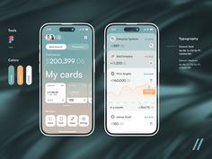 two iphones displaying the same credit card size as they are connected to each other