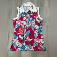 Nwt Tommy Bahama Golf Womens Polo Shirt Xs Floral Pink Print Sleeveless New. No Flaws. Smoke Free Home. Sleeveless Summer Golf Tops, Sleeveless Golf Tops For Summer, Pink Tops For Summer Golf, Womens Polo Shirt, Silk Sheath Dress, Bahama Blue, Tennis Shirts, Linen Sweater, Womens Sleeveless Tops