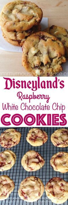 the cover of disneyland's raspberry white chocolate chip cookies