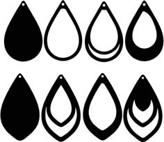 six black and white water drop silhouettes