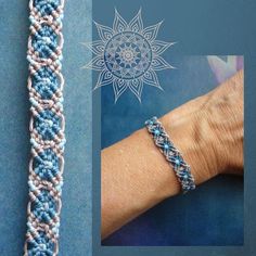 the bracelet is made with two different colors and has a flower design on one side