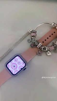 Bracelet Stack With Apple Watch, Body Jewelry Diy, Pandora Bracelet Charms Ideas, Xoxo Jewelry, Charm Bracelets For Girls, Girly Bracelets, Pandora Bracelet Designs, Wrist Jewelry, Jewelry Accessories Ideas