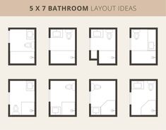 the floor plan for a bathroom layout with six different rooms and four separate areas to each room