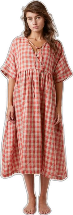 Linen Gingham Dress For Daywear, Gingham Linen Dress For Daywear, Casual Linen Plaid Dress, Casual Gingham Linen Dress, Casual Gingham Short Sleeve Midi Dress, Casual Gingham Midi Dress With Short Sleeves, Plaid Linen Short Sleeve Dress, Plaid Linen Dress For Picnic, Summer Plaid Linen Dress