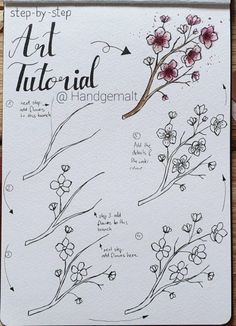 the step by step instructions for how to draw flowers in watercolor and ink on paper