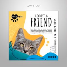 a poster with a cat's face and the words adopt a friend on it