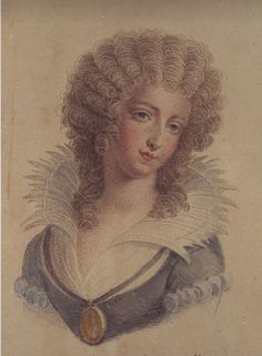 an antique portrait of a woman with curly hair