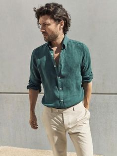 Men's Summer Outfit, Estilo Hipster, Cute Summer Outfit, Formal Men Outfit, Mens Fashion Rugged, Linen Shirts, Summer Outfit Ideas, Mens Fashion Inspiration