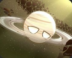 an image of the planet saturn with sunglasses on it's face and stars in the background