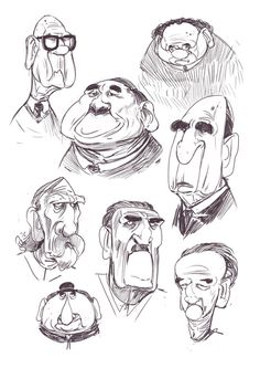 some sketches of people with different facial expressions