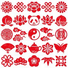 the chinese symbols and designs on white background - stock photo, epsp file format