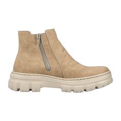 Rieker HWK Women's Boots, Beige Rieker HWK Women's Boots - Beige Stay fashionable and comfortable with these Rieker HWK Women's Boots. Perfect for the autumn/winter season, these boots feature:   Material: Faux leather upper, textile lining  Removable insole for added convenience  Flat heel for all-day comfort  EVA sole for durability  Warm lining to keep your feet cozy   Don't miss out on these stylish and versatile boots. Get yours today!