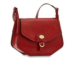 A structured leather shoulder bag by The Bridge, showcasing elegant lines and a versatile design for daily use. Crafted for comfort, this piece is perfect for holding essentials while maintaining an effortless style. 

- Magnetic closure  
- Shoulder strap length: approx. 90-110 cm  
- Dimensions: 32.5 x 20 x 10 cm  
- Weight: 0.5 kg  
- Inner pocket for organization  
- Material: Leather Luxury Timeless Red Shoulder Bag, Luxury Traditional Red Shoulder Bag, Luxury Red Shoulder Bag With Adjustable Strap, Luxury Red Rectangular Saddle Bag, Luxury Red Satchel Saddle Bag, Cheap Red Shoulder Bag With Gold-tone Hardware, Luxury Red Saddle Bag, Red Shoulder Bag, Designer Products