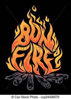 a bonfire with flames and the word bonfire on it