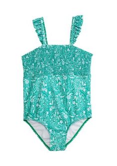 Whether she's building sandcastles on the shore or splashing in the sea, she will look adorable in this one-piece swimsuit from Crown & Ivy. | Crown & Ivy Girls 7-16 One Piece Swimsuit, Green, 12 Ivy Crown, Ivy Girl, Swimsuit Green, Kids Activewear, Swimsuit Fashion, At The Beach, The Cutest, Polyester Spandex, One Piece Swimsuit