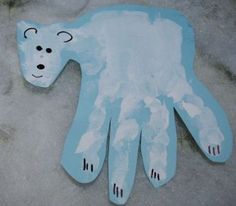 Bear Handprint, Polar Bear, Paint, Blue, White