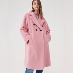 Never Worn, Marella Mohair Wool Pink Coat. Size 6. Slightly Oversized Fit. Retail $675. Pockets Still Sealed. Gorgeous Coat. I Purchased A Smaller Size For Myself But Removed Tags For This One So Was Unable To Return. Pink Wool Coat For Workwear, Chic Pink Wool Outerwear, Chic Pink Wool Coat, Feminine Double-breasted Fall Outerwear, Feminine Winter Workwear Outerwear, Feminine Winter Outerwear For Work, Mohair Coat, Pink Coat, Mohair Wool