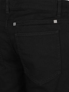 black stretch-cotton denim silver-tone logo plaque belt loops concealed front fastening slim cut two side inset pockets two rear patch pockets straight hem This item is in size 33 and the color is Designer Streetwear Bottoms With Five Pockets, Modern Black Jeans With Belt Loops, Designer Black Bottoms With Belt Loops, Designer Black Straight Leg Jeans, Luxury Dark Wash Men's Bottoms, Luxury Black Jeans With Five Pockets, Givenchy Jeans, Givenchy Menswear, Shopping Online Logo