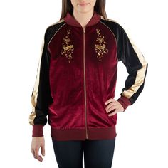 Drop style bombs on your friends with this awesome Harry Potter jacket. Its plush velour fabric makes it feel like your body is wrapped in memory foam. The custom embroidery design on the back features Hawkes, Dumbledore's loyal Phoenix. This unique Harry Potter jacket is a must-have for Harry Potter fans everywhere. Don't hesitate to add this Harry Potter jacket to your wardrobe because they might just disappear without a trace. Harry Potter Magical Creatures, Harry Potter Jacket, Harry Potter Gift, Harry Potter Outfits, Velour Fabric, Stylish Jackets, Magical Creatures, Womens Fleece, Women's Coats & Jackets