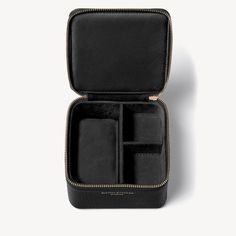 Travel Watch & Ring Box in Black Pebble | Aspinal of London Luxury Rectangular Travel Jewelry Storage Case, Luxury Rectangular Jewelry Storage Case For Travel, Luxury Rectangular Jewelry Storage For Travel, Luxury Rectangular Case For Gifts, Luxury Rectangular Cases For Gifts, Luxury Gift Cases, Luxury Rectangular Gift Cases, Everyday Leather Jewelry In Rectangular Shape, Everyday Rectangular Leather Jewelry