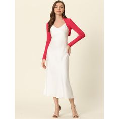 This versatile shrug is a must-have for any fashion-forward wardrobe. Its soft and lightweight knit material makes it comfortable to wear, while the long sleeves and crop length offer a chic and modern look. The clean, collarless silhouette is precisely cropped above the waist, making it the perfect cover-up for any occasion or event. You can easily pair it with a white dress or sleeveless dress to showcase your graceful gesture. With its contemporary design and effortless style, this shrug is s Short Sleeve Bolero, Cropped Shrug, Lace Bolero, Bolero Shrug, Rib Knit Cardigan, Womens Tie, Lace Panelled, Knit Crop, Lightweight Knit