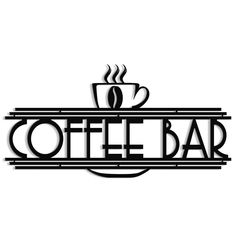 the coffee bar logo is black and white