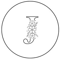 the letter j is made up of grapes and leaves in a circle with a black outline