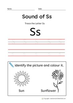 the letter s worksheet for children to learn how to write and draw letters