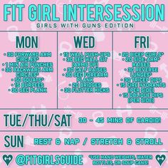 Week Schedule, Healthy Fitness, Fitness Lifestyle, Fit Girl