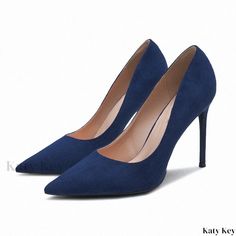 Elegant High Heel Work Shoes with Thin Heel and Pointed Toe Navy Blue Heels, Dance Wear