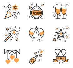 the new year's eve celebration icon set