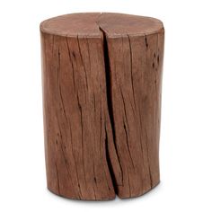 a wooden stool with two sections cut in half