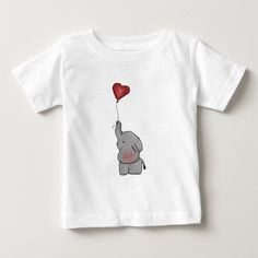 an elephant holding a red heart balloon with its trunk on it's back t - shirt