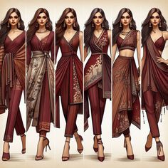 Elegant modern chic saree designs. draping Indian Drapes Dresses, Outfit From Saree Ideas, Indian Clothes Modern, Modern Saree Look, Saree Draping Styles Modern, Modern Saree Draping, Saree Sketch, Indian Outfits Modern, Draping Blouse