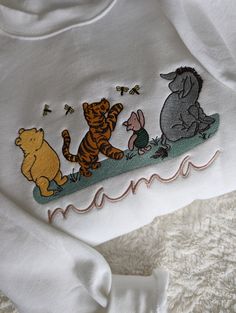 Instructions Select size and color of sweatshirt Write in personalization box:     -Name requested (up to 10 characters)     -Thread color requested for name (see in listing photos) This Pooh and Friends Embroidered Sweatshirt is the perfect addition to any Winnie the Pooh lover's wardrobe. With these classic characters embroidered, this sweatshirt will bring a smile to anyone's face. Customizable: Personalize this sweatshirt with up to 10 characters of your choice. Make it unique and truly your own! Embroidery: The embroidery on this sweatshirt is high quality and will last. This comfortable sweatshirt features a cute design that will keep you warm on chilly days or evenings. It's perfect for lounging at home or going out with friends. Add some fun to your wardrobe with this Pooh and Frie Winnie The Pooh Baby Nursery, Ligonier Pa, Winnie The Pooh Nursery, Pooh And Friends, Classic Characters, Baby Room Themes, Baby Shower Inspiration, Baby Time, Pooh Bear