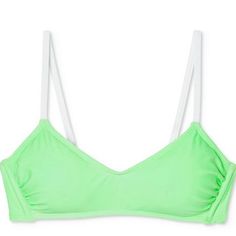 Xhilaration Juniors Lime & White Bralette Bikini Swimsuit Top Size: Juniors Large (8-10) Colors:Lime Green With White Adjustable Straps And Gold Closure And Accents This Top Has A Small Snag Inside Left Cup And Small Mark On White Back Shoulder Strap (Shown In Last Two Pictures) Fast Shipping Smoke Free Home Pair With Other Swim Pieces In My Closet :) Sporty Fitted Bra For Summer, Sporty Bra With Adjustable Straps For Summer, Sporty Beach Bra For Summer, Sporty Bra For Beach In Summer, Sporty Summer Bra, Sporty Stretch Bra For Summer, Green Triangle Top Bra For Summer, Spring Green Swimwear With Straps, Summer Green Bra With Adjustable Straps