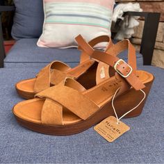 Nwt Brown Leather Suede Mariella Italian Wedge Sandals. Women’s Size 9. Suede Open Toe Wedge Sandals For Vacation, Suede Platform Wedge Sandals For Vacation, Suede Wedge Sandals For Beach, Medium Width Suede Sandals For The Beach, Leather Wedge Sandals With Stacked Heel For Beach, Suede Sandals For Beach, Vacation Wedge Sandals With Heel Strap Medium Width, Vacation Wedge Sandals With Heel Strap, Medium Width Wedge Sandals With Heel Strap For Vacation