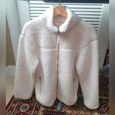 Nwt Teddy Fleece/Sherpa Jacket From H&M. Size Xs. Color Is Cream/Off-White. Silver Hardware. Zipped Pockets On The Sides. Cozy Cream Fleece Jacket, Cozy White Outerwear With Faux Fur Lining, Cozy Sherpa Fleece Jacket For Cold Weather, Cozy Winter White Fleece Jacket, Cozy White Outerwear For Loungewear, Winter White Sherpa Outerwear With Fleece Lining, Cozy White Fleece Jacket For Fall, Sherpa Fleece Jacket For Loungewear, White Sherpa Outerwear With Pockets